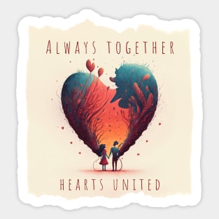 Always together, hearts united Sticker